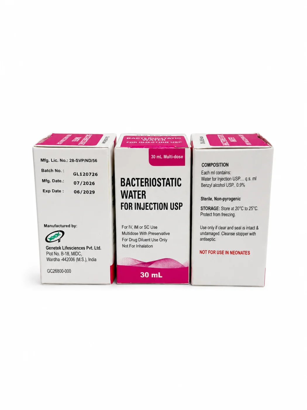 Genetek Bacteriostatic Water 30ml product photo 2 of 2