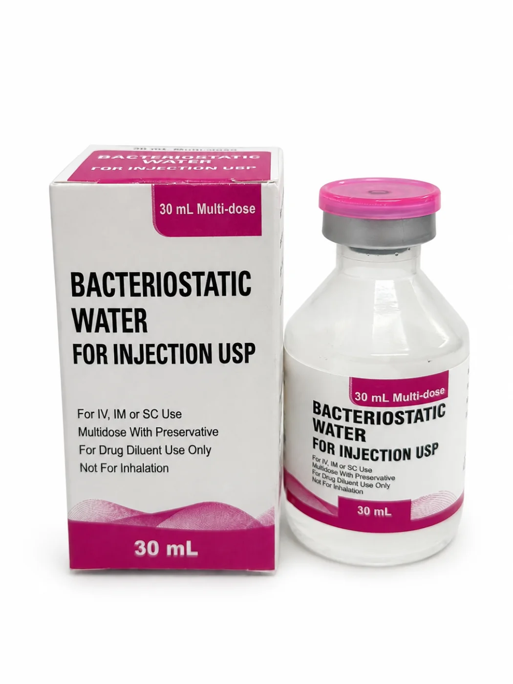 Genetek bacteriostatic water 30ml vial and original packaging from Aureon Research UK